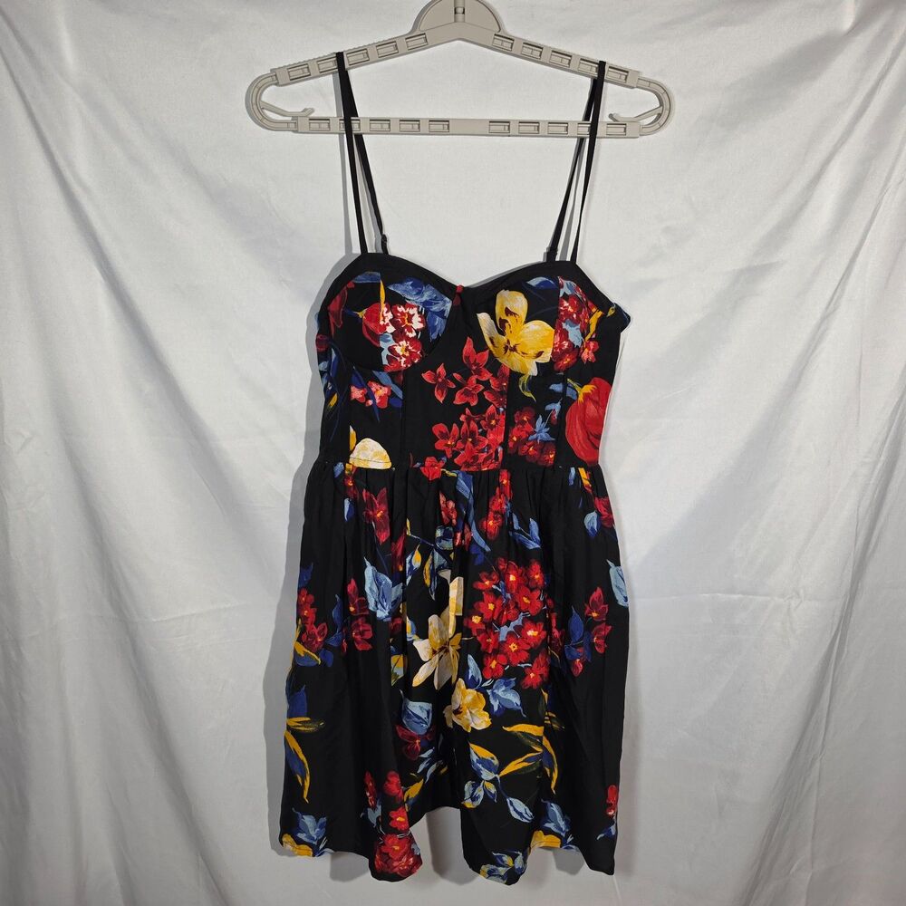 B-O-G Collective Black Floral Smocked Sweetheart Sundress L